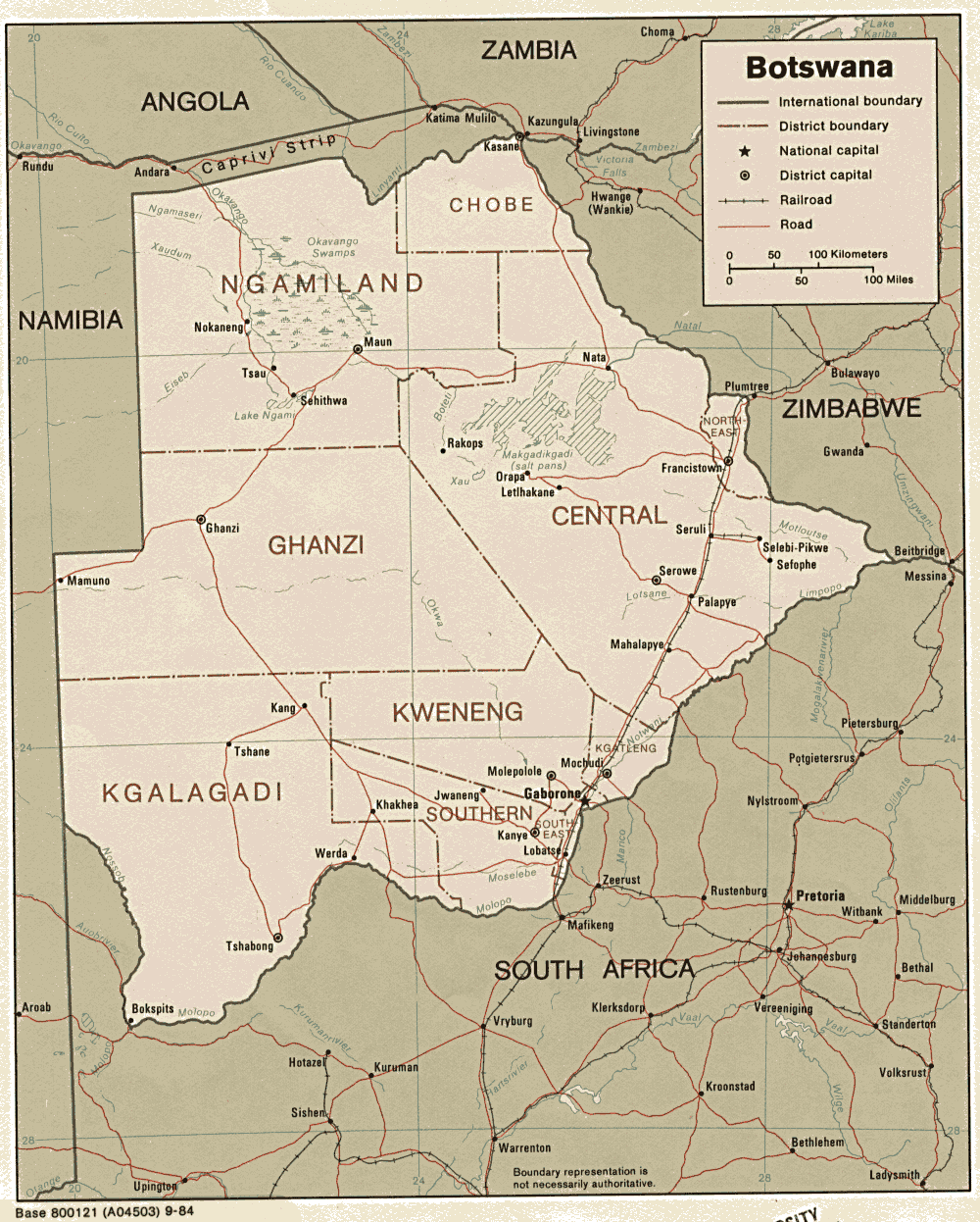 Map Of Botswana . Botswana [Political Map] 1984 (277K) 