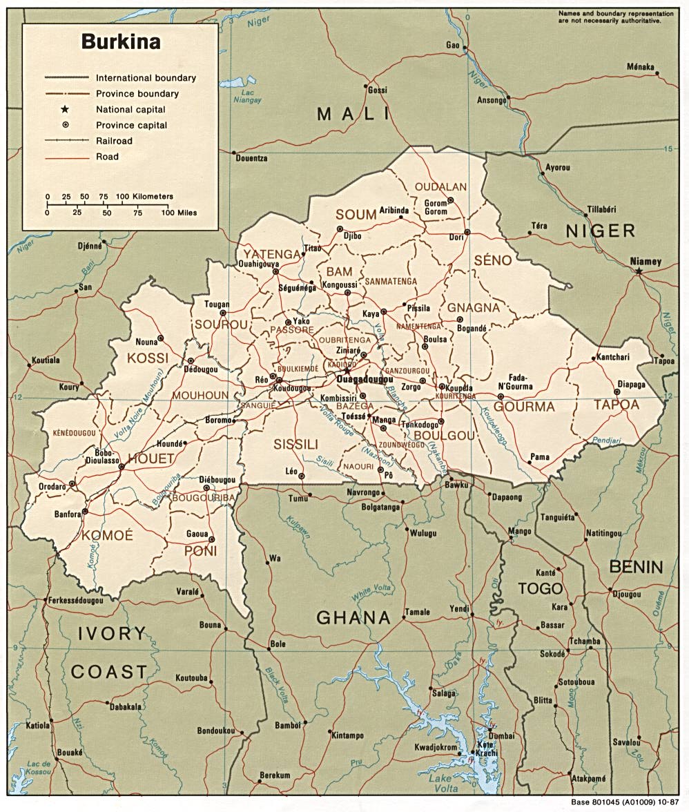 Map Of Burkina Faso . Burkina Faso [Political Map] 1987 (237K) 