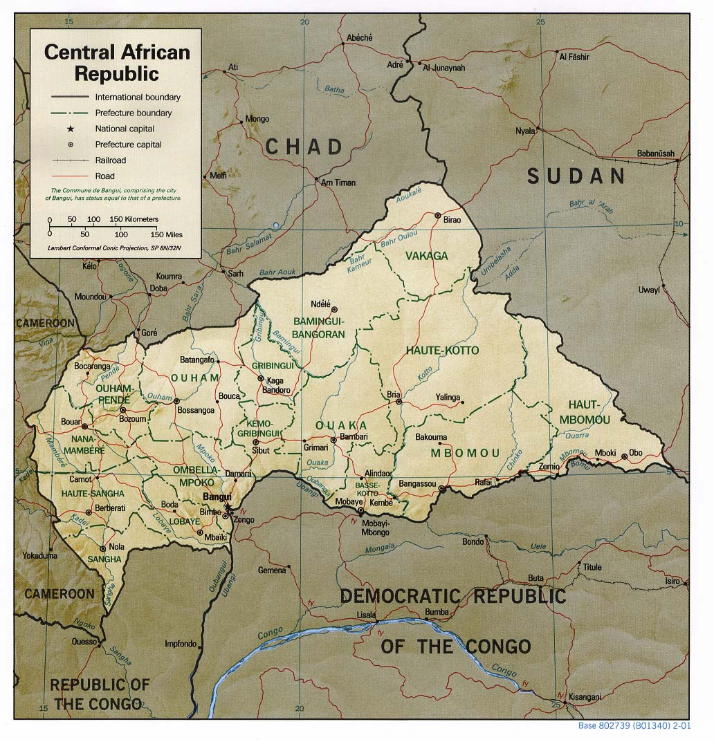 Map Of Central African Republic Central African Republic [Shaded Relief Map] 2001 (249K) 