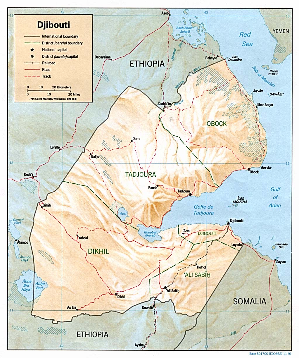 Map Of Djibouti Djibouti [Shaded Relief Map] 1991 (250K) 