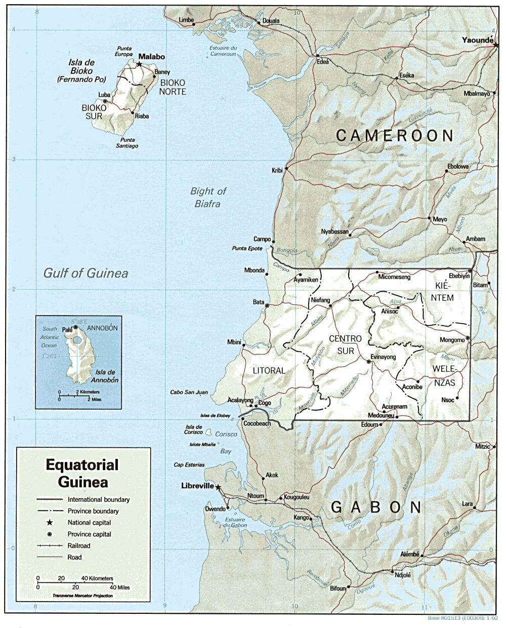 Map Of Equatorial Guinea Equatorial Guinea [Shaded Relief Map] 1992 (290K) 
