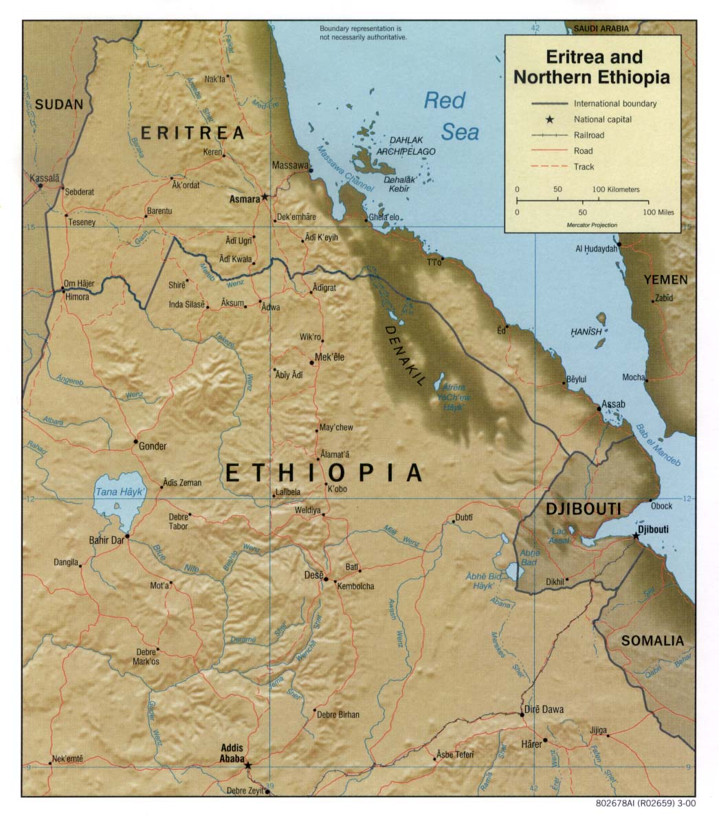 Map Of Eritrea Eritrea and Northern Ethiopia [Shaded Relief Map] 2000 (185K) 