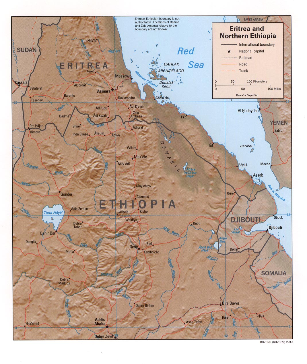 Map Of Eritrea Eritrea and Northern Ethiopia [Shaded Relief Map] 1999 (321K) 