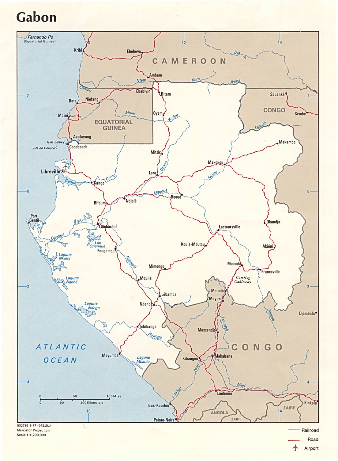 Map Of Gabon Gabon [Political Map] 1977 (164K) 