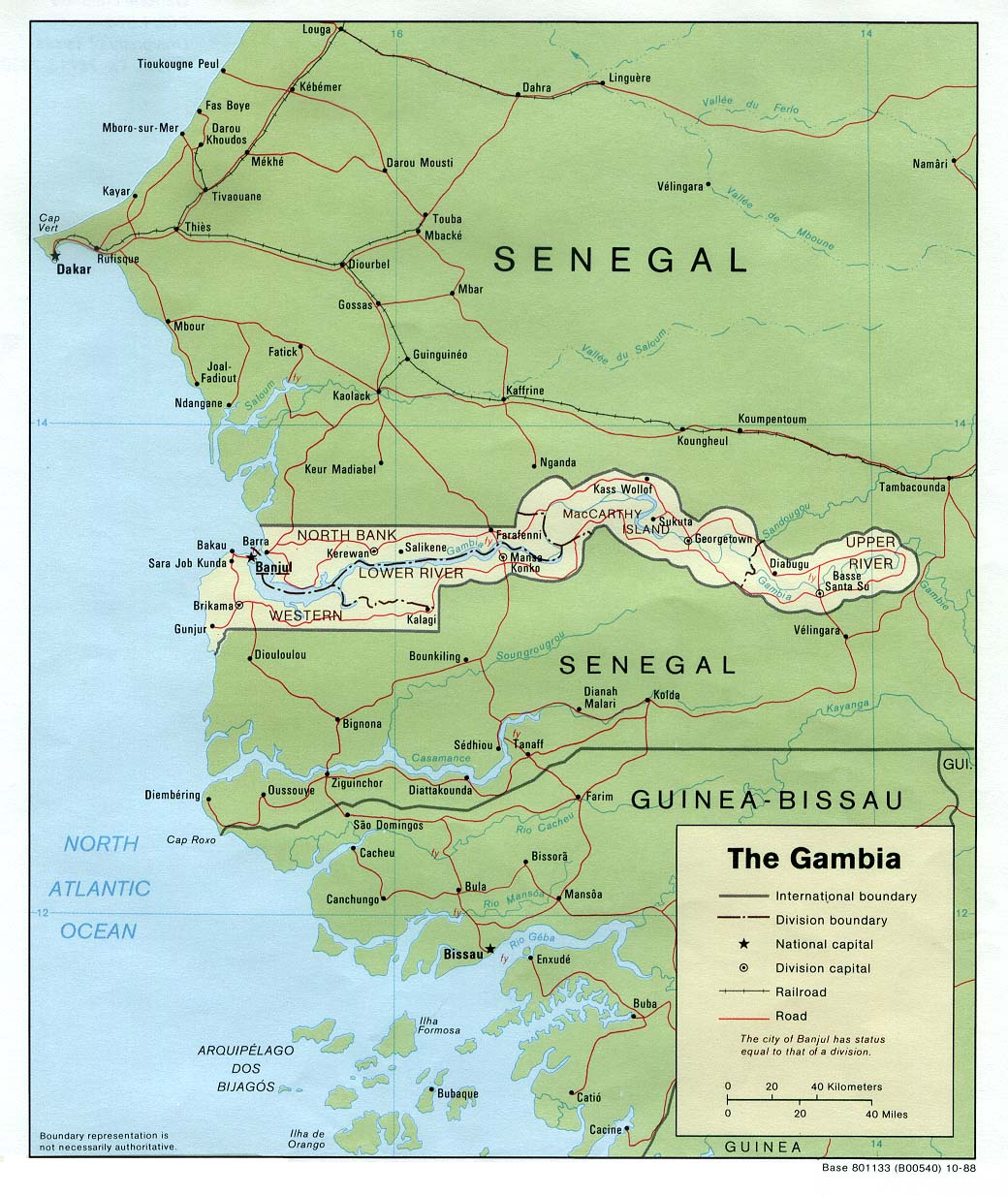 Map Of Gambia Gambia, The [Political Map] 1988 (226K) 