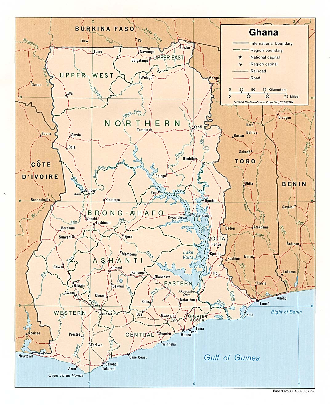 Map Of Ghana Ghana [Political Map] 1996 (321K) 