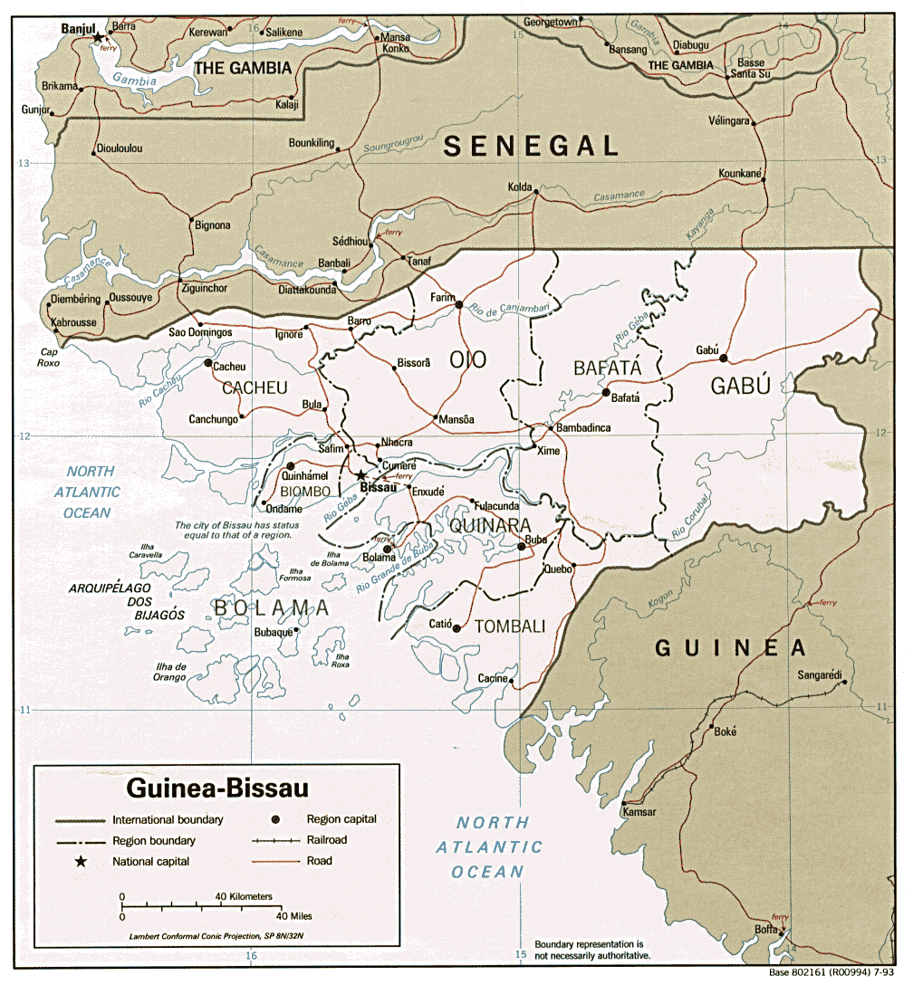 Map Of Guinea-Bissau Guinea Bissau [Political Map] 1993 (220K) 