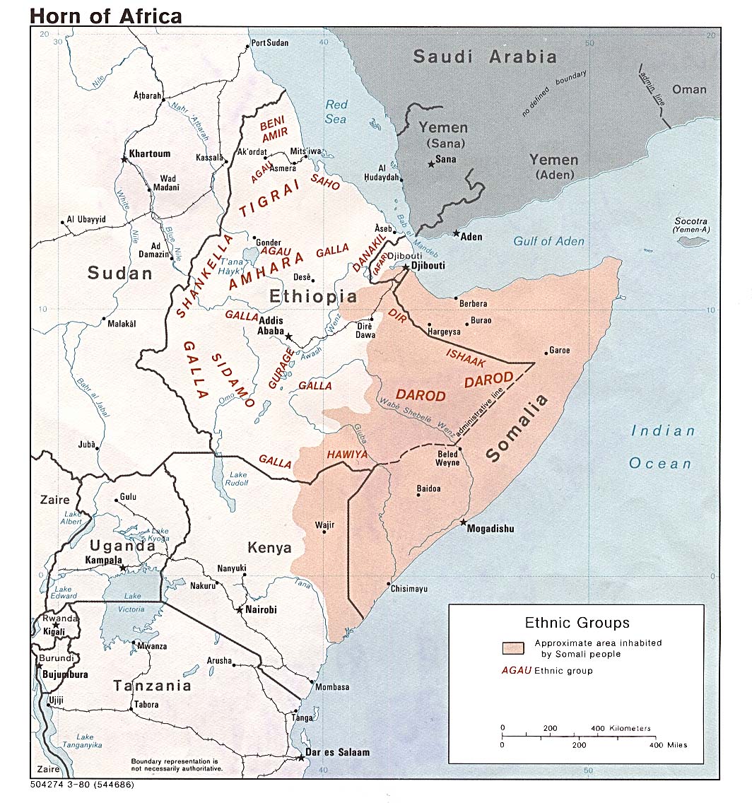 Map Of Eritrea Horn of Africa Ethnic Groups 1980 (213K) 