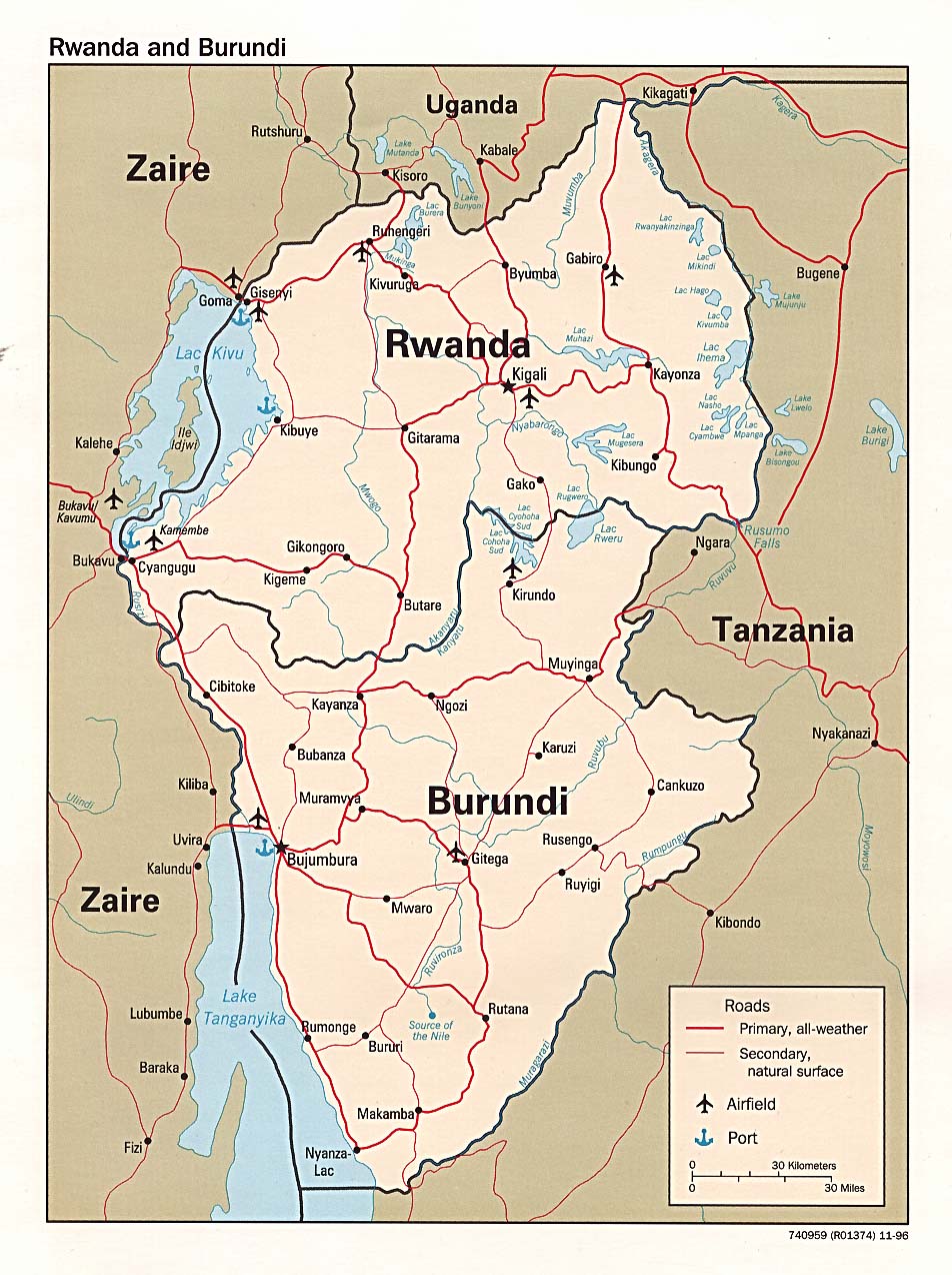 Map Of Burundi. Burundi and Rwanda [Political Map] 1996 (254K) 