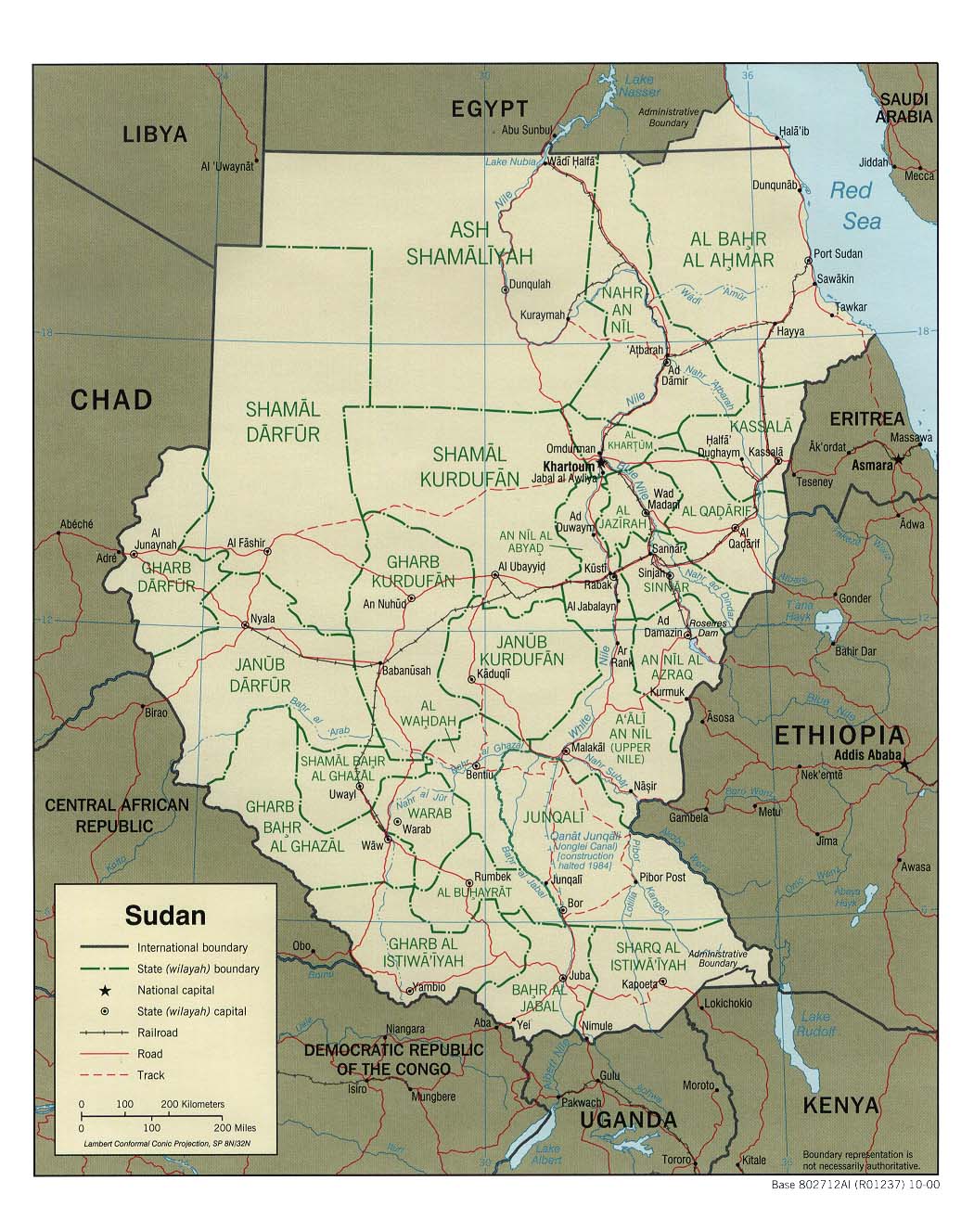 Map Of Sudan Sudan [Political Map] 2000 (210K) 