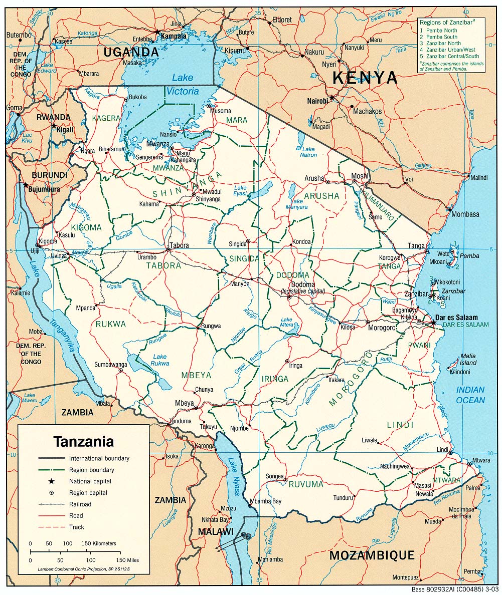 Tanzania Road Distance Chart In Km 2017