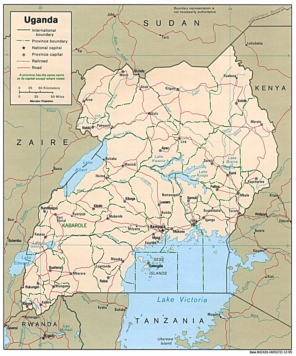 Map Of Uganda Uganda [Political Map] 1995 (276K) 