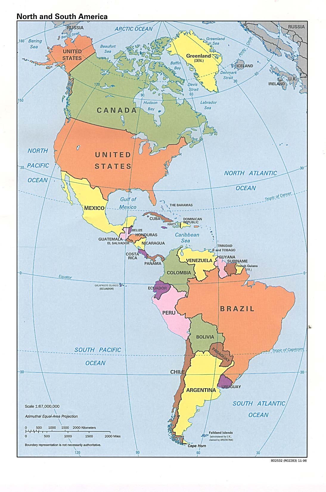 Map Of North America Continent. North and South America [Political Map 