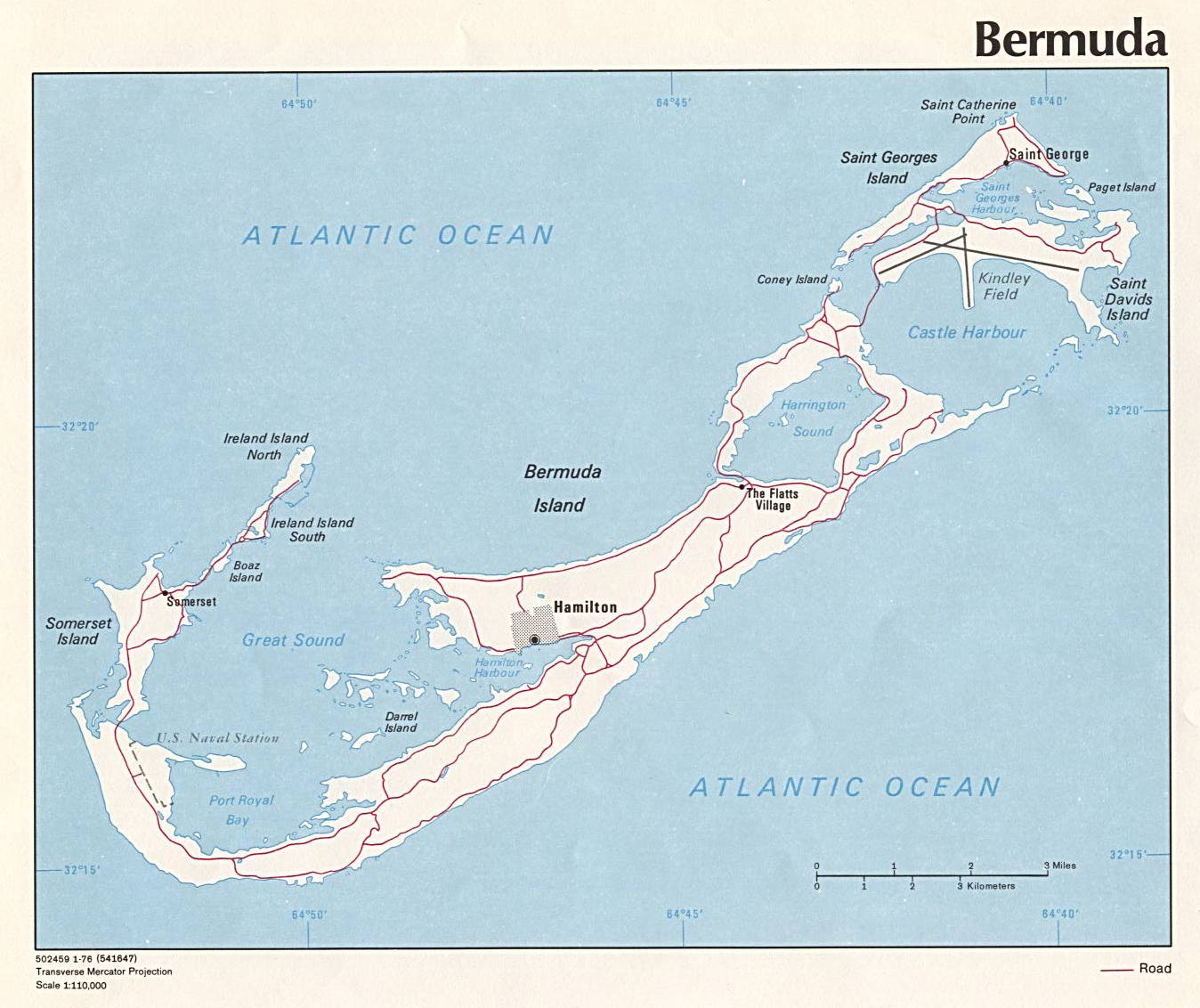 Map Of Bermuda , Bermuda [Political Map] 1976 (325K) 