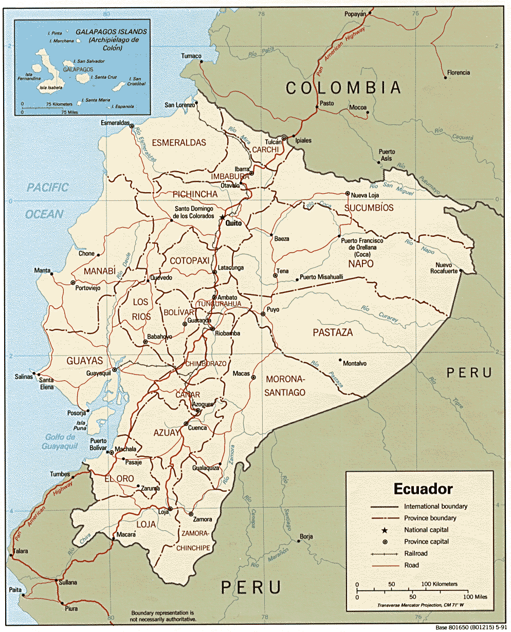 Map Of Ecuador, Ecuador [Political Map] 1991 (274K) 