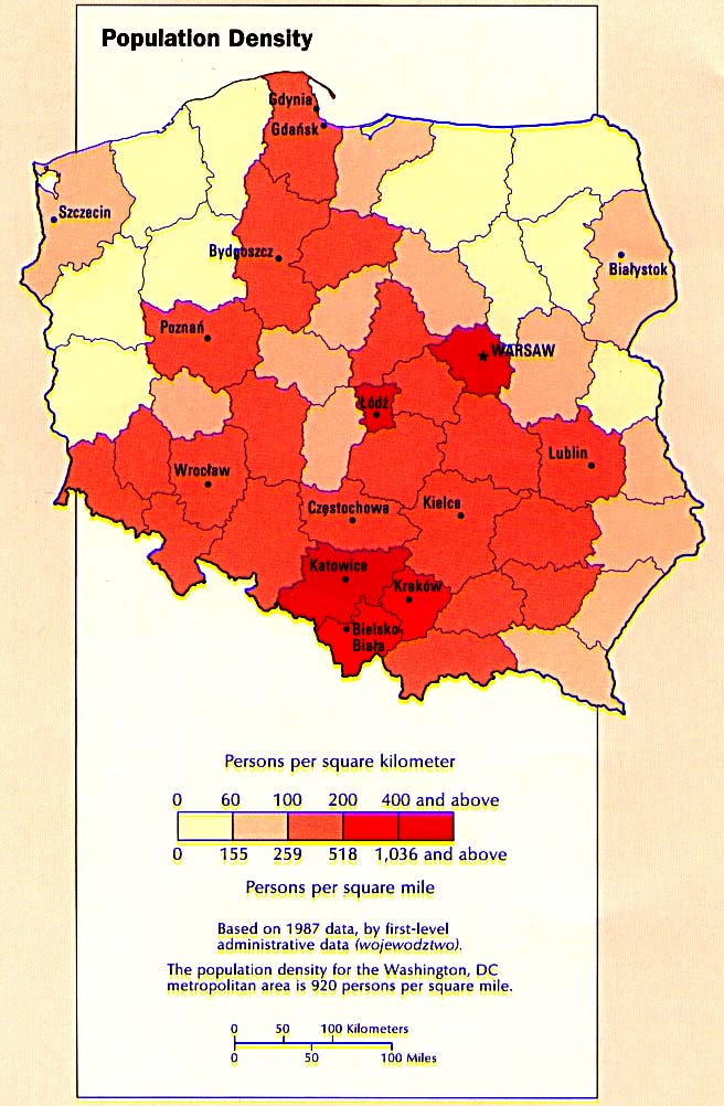 Map Of Poland , Population Density (123k)
