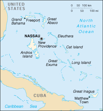 Map Of Bahamas, Bahamas, The (Small Map) 2000 (108K) 