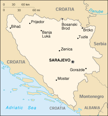 Map Of Bosnia and Herzegovina , Bosnia and Herzegovina (Small Map) 2000 (98K) 