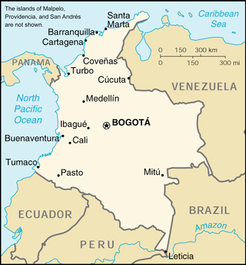 Map Of Colombia , Colombia (Small Map) 2000 (107K) 