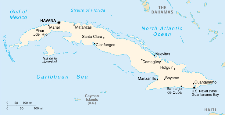 Map Of Cuba , Cuba (Small Map) 2000 (151K) 