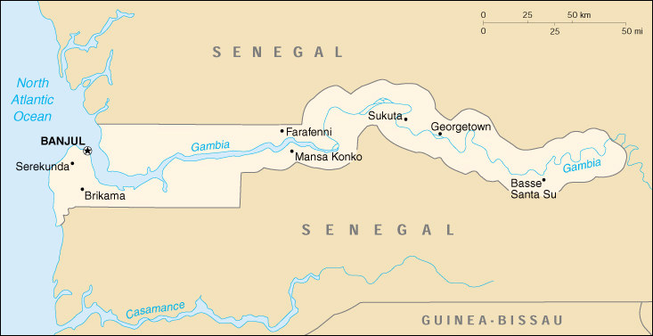 Map Of Gambia Gambia, The (Small Map) 2000 (145K) 