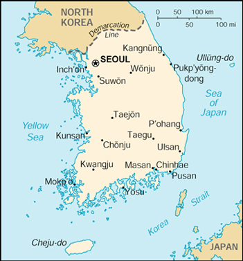 Map Of South Korea, South Korea (Small Map) 2000 (115K) 