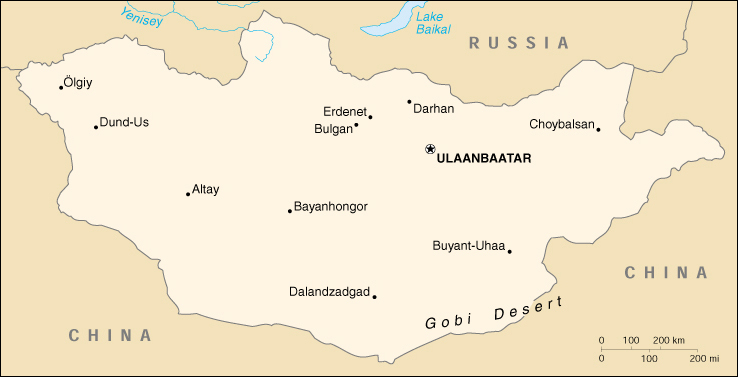Map Of Mongolia , Mongolia (Small Map) 2000 (106K) 