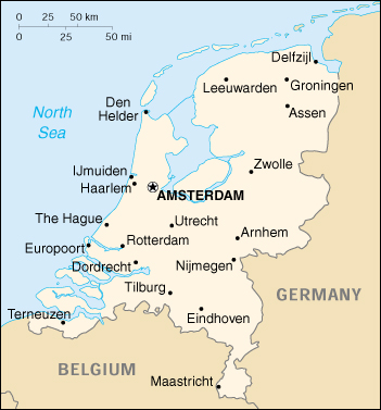 Map Of Netherlands , Netherlands (Small Map) 2000 (105K) 