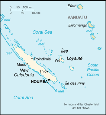 Map Of New Caledonia . New Caledonia (Small Map) 2000 (80K) 