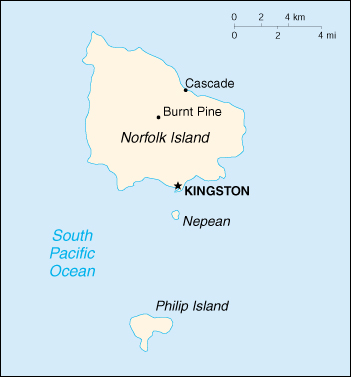 Map Of Norfolk Island , Norfolk Island (Australia) (Small Map) 2000 (54K) 