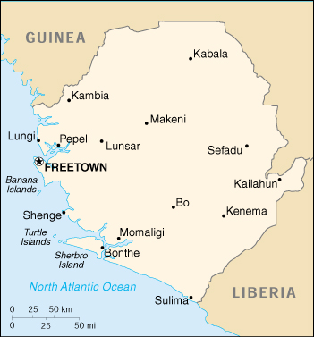 Map Of Sierra Leone Sierra Leone (Small Map) 2000 (83K) 