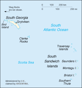 Map Of South Georgia and the South Sandwich Islands. South Georgia and the South Sandwich Islands (U.K.) (Small Map) 2000 (69K) 