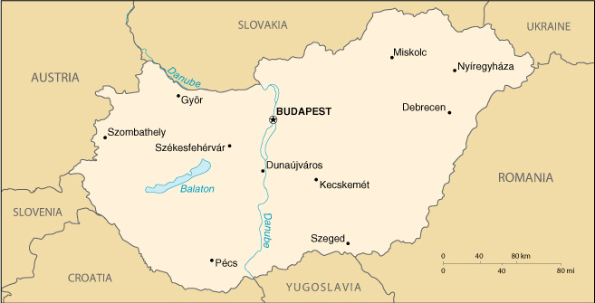 Look at the map of Hungary.