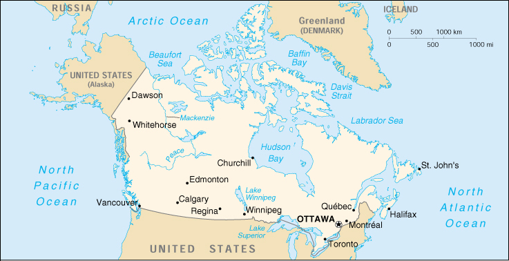 Map Of Canada . Canada (Small Map) U.S. Central Intelligence Agency 1999 (89K) 