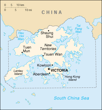 Map Of China , Hong Kong (Small Map) 1999 (42K) 