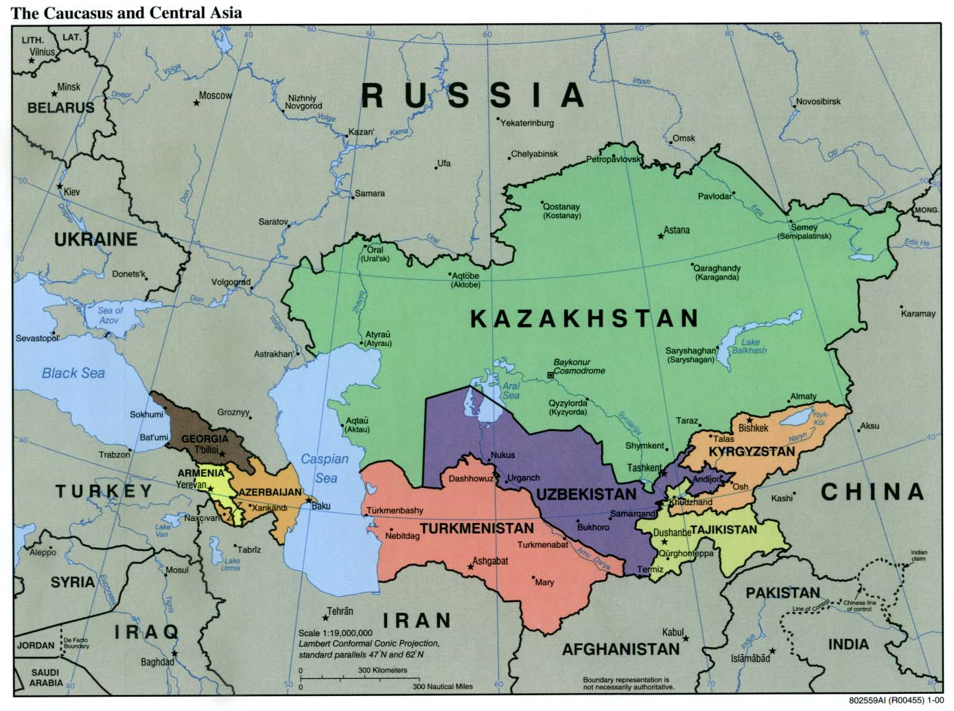 Map Of Azerbaijan. Caucasus and Central Asia [Political Map] 2000 (171K) 