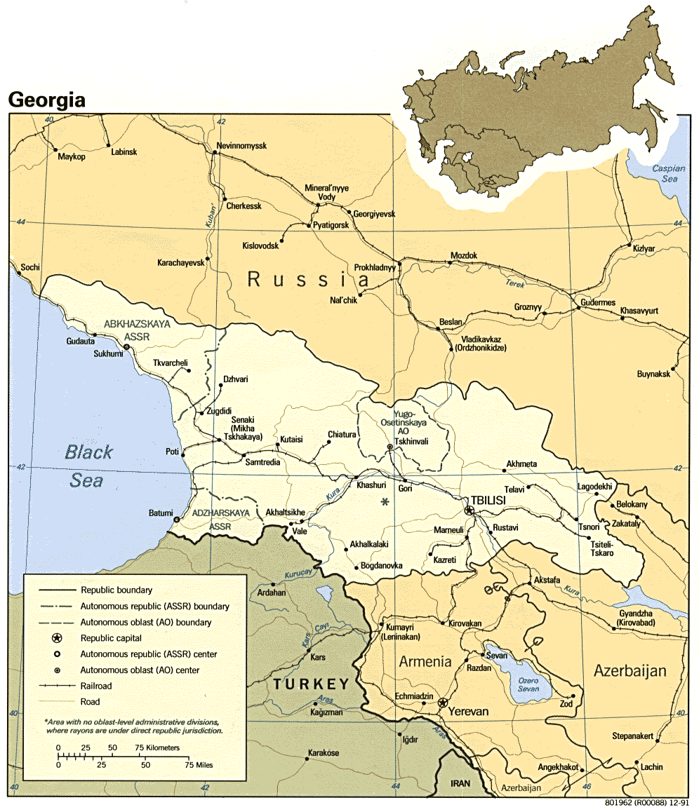 Map Of Georgia Georgia [Political Map] 1991 (180K) 