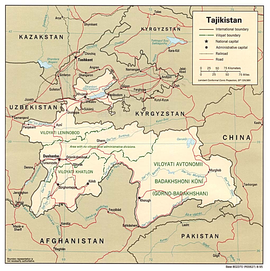 Map Of Tajikistan , Tajikistan [Political Map] 1995 (215K) 
