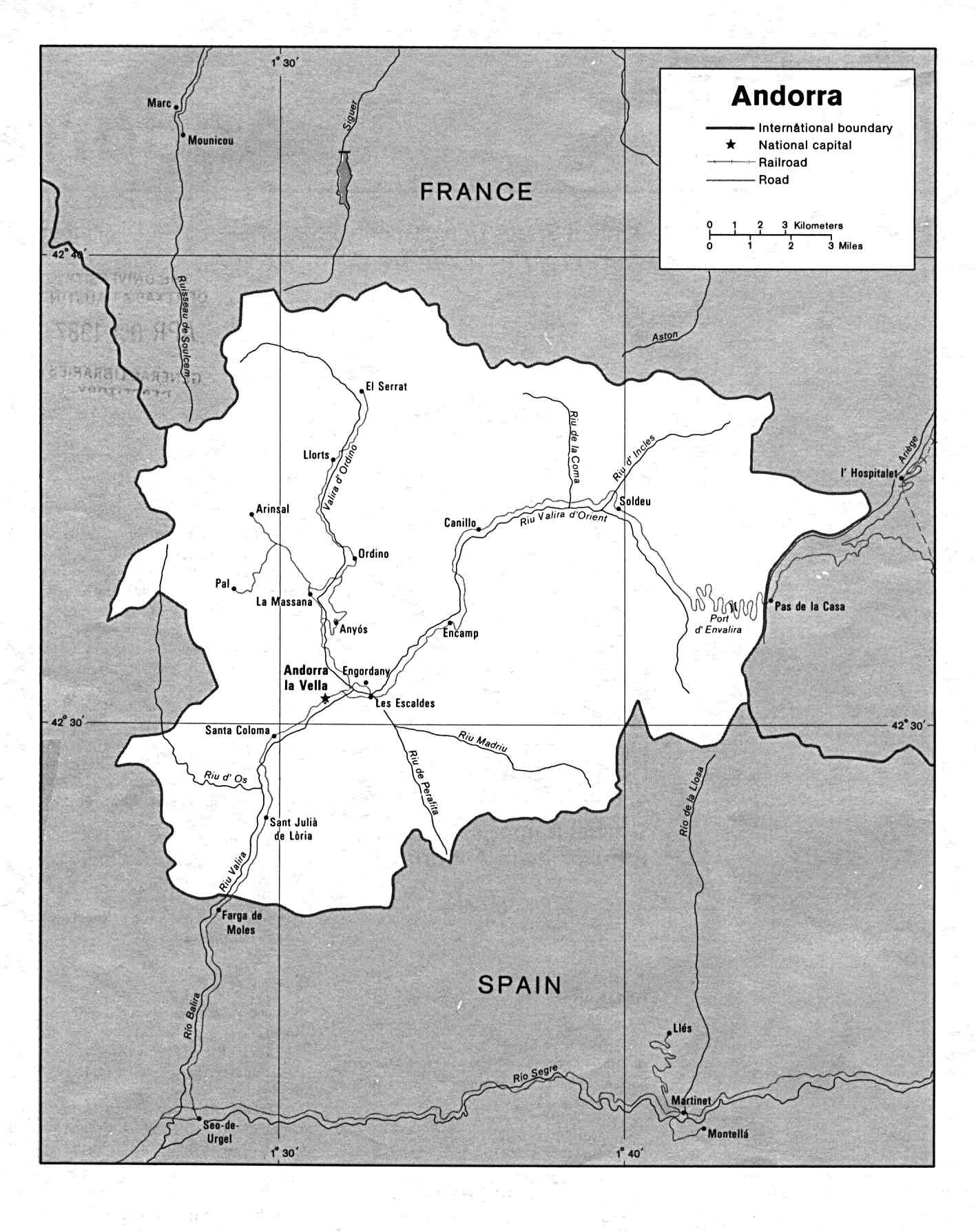 Map Of Andorra. Andorra [Political Map] U.S. Department of State 1986 (174K)