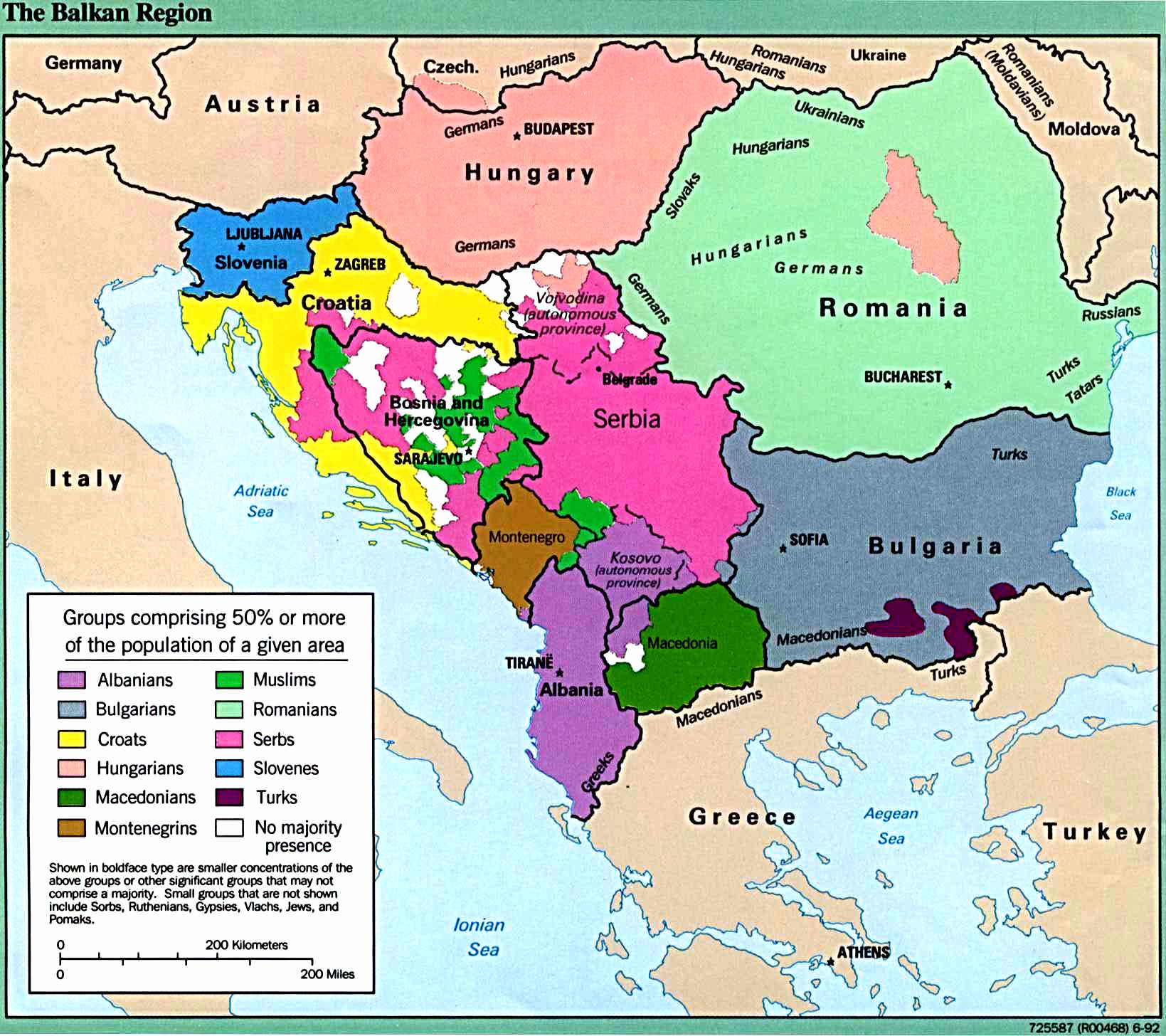 Map Of kosovo, Balkans, Ethnic Majorities (258K) 