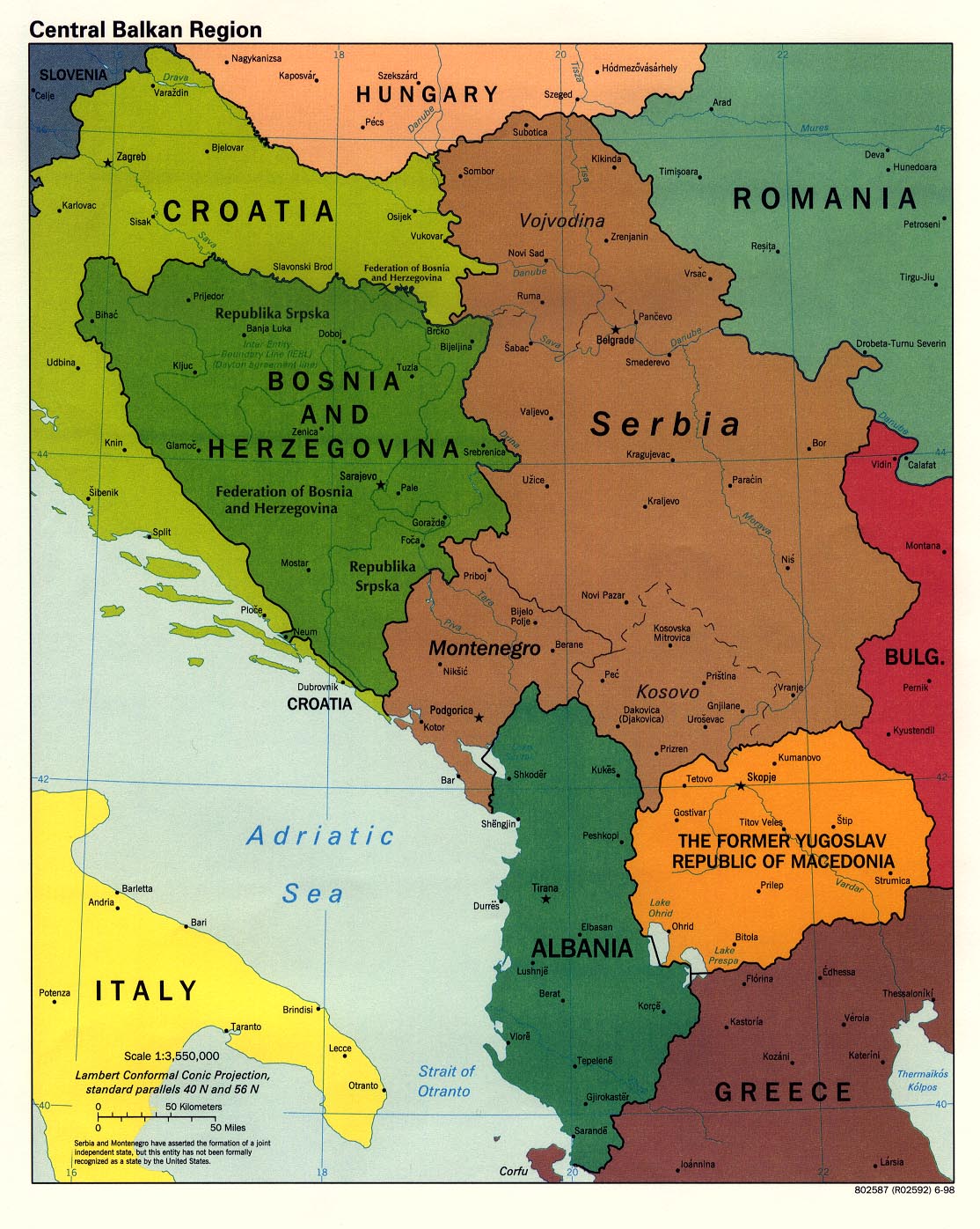Map Of Croatia . Central Balkan Region [Political Map] 1998 (387K) 
