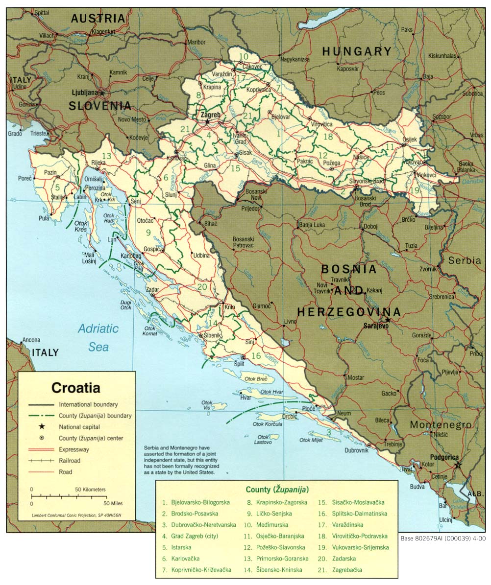 Map Of Croatia Croatia [Political Map] 2000 (264K) 