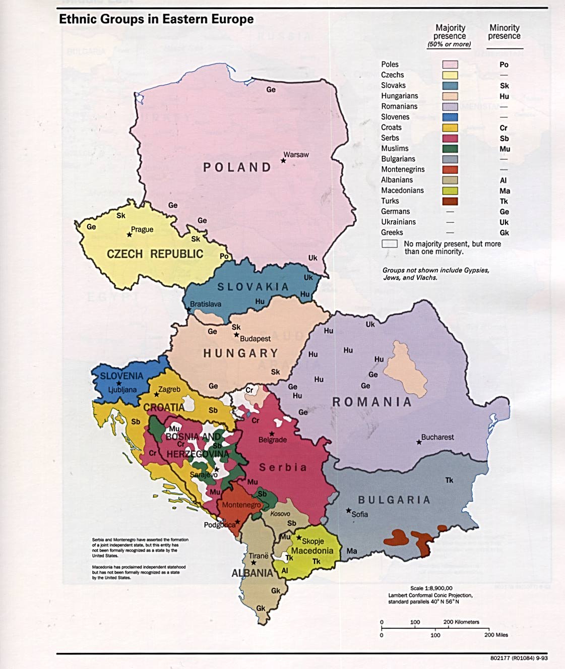 CIA map of Eastern Europe showing major ethnic concentrations, from the Perry-Castaneda Library Map
 Collection, University of Texas.