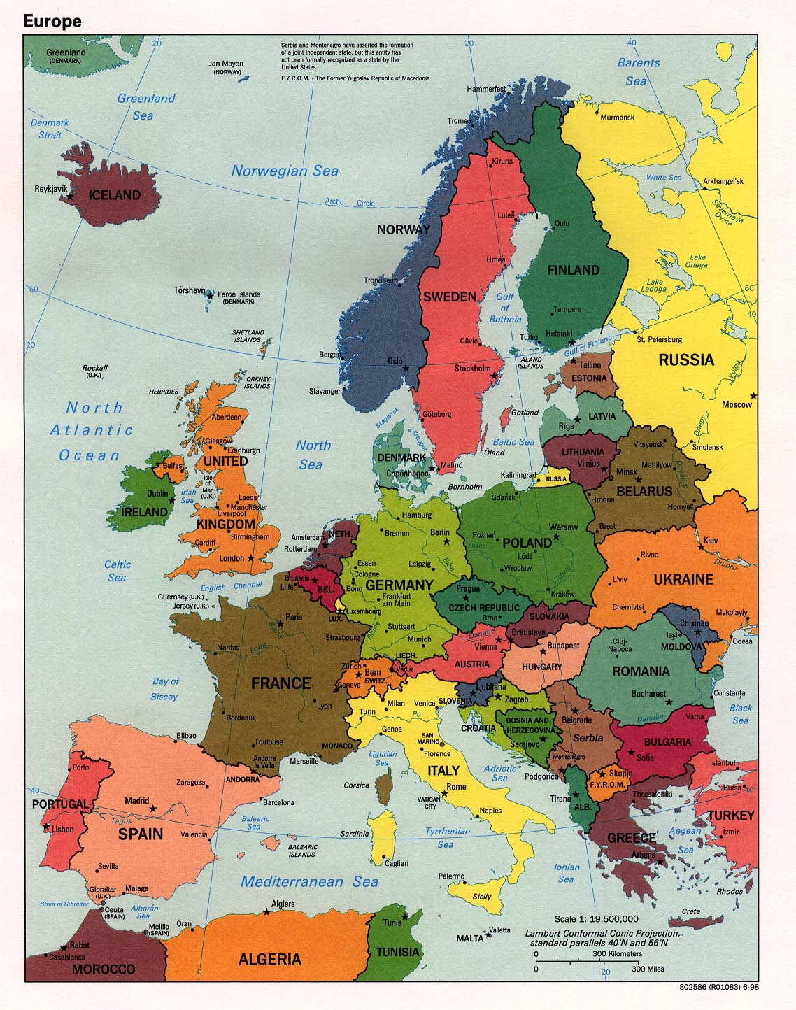 Map Of Europe Continent. Europe [Political Map] 1998 (452K) 