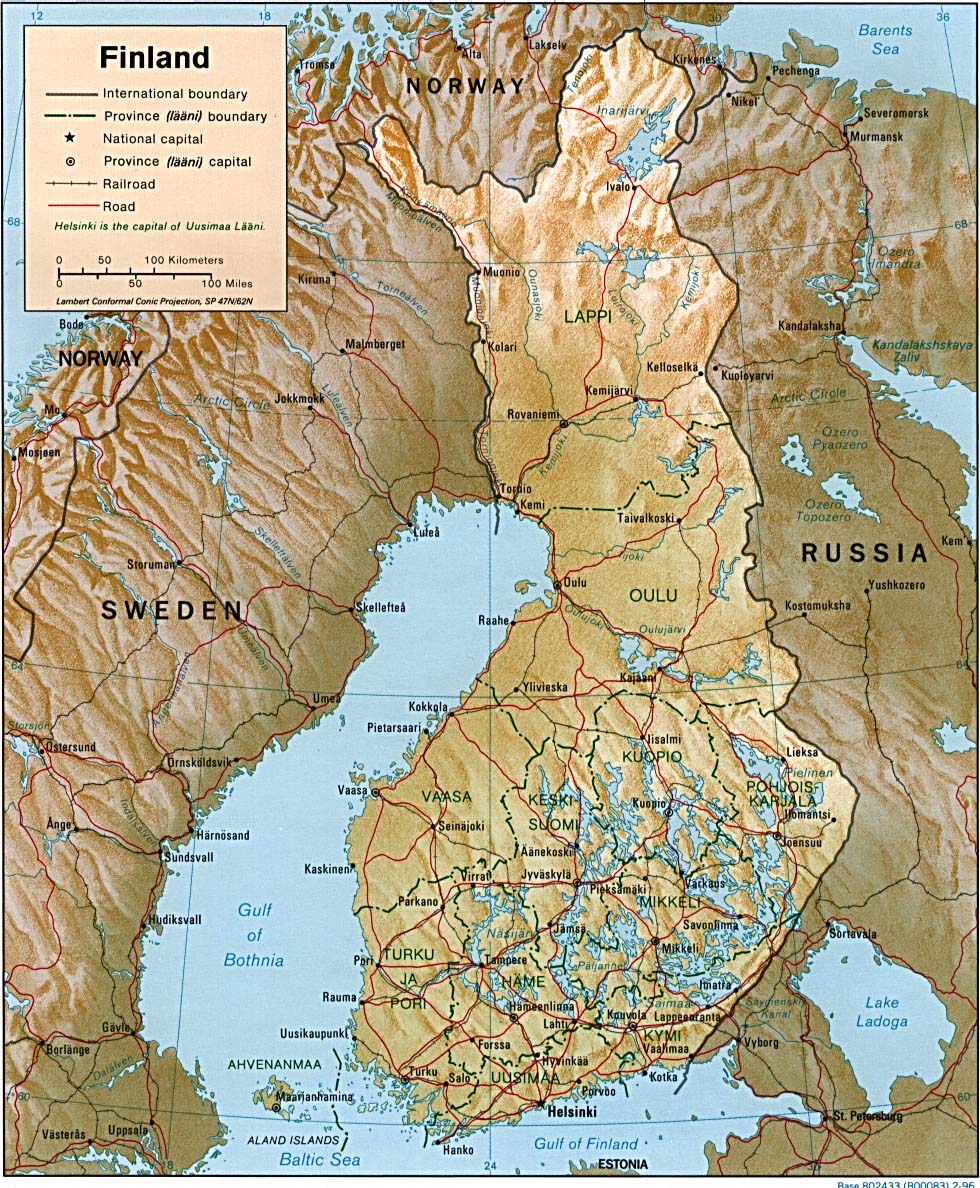Finnland Orographie Karte