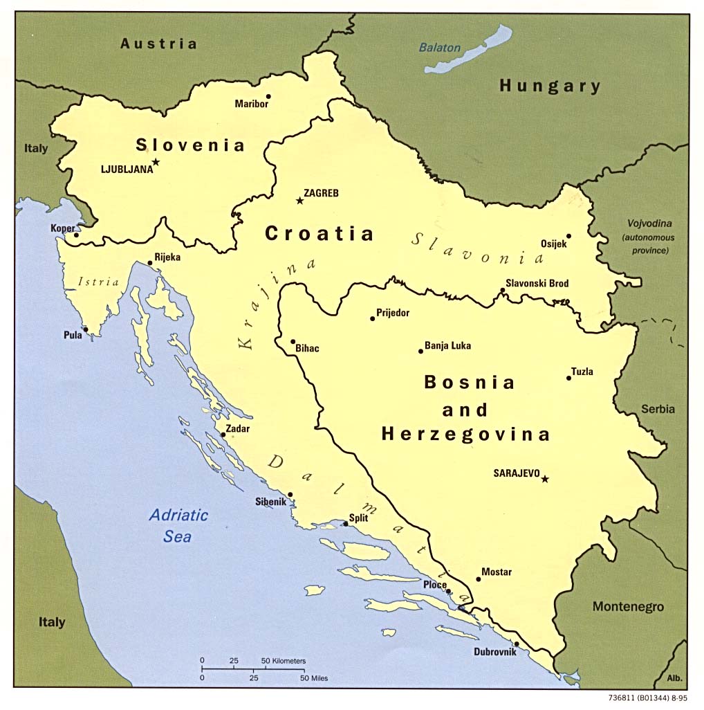 Map Of Croatia . Former Yugoslavia [Political Map] 1995 (131K) 