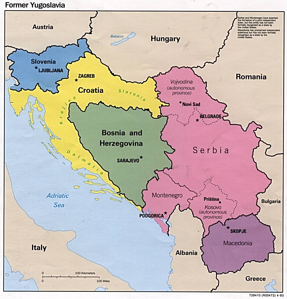 Map Of Croatia .Former Yugoslavia [Political Map] 1993 (146K) 