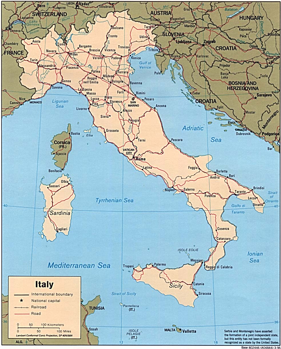 Map Of Italy , Italy [Political Map] 1996 (264K) 