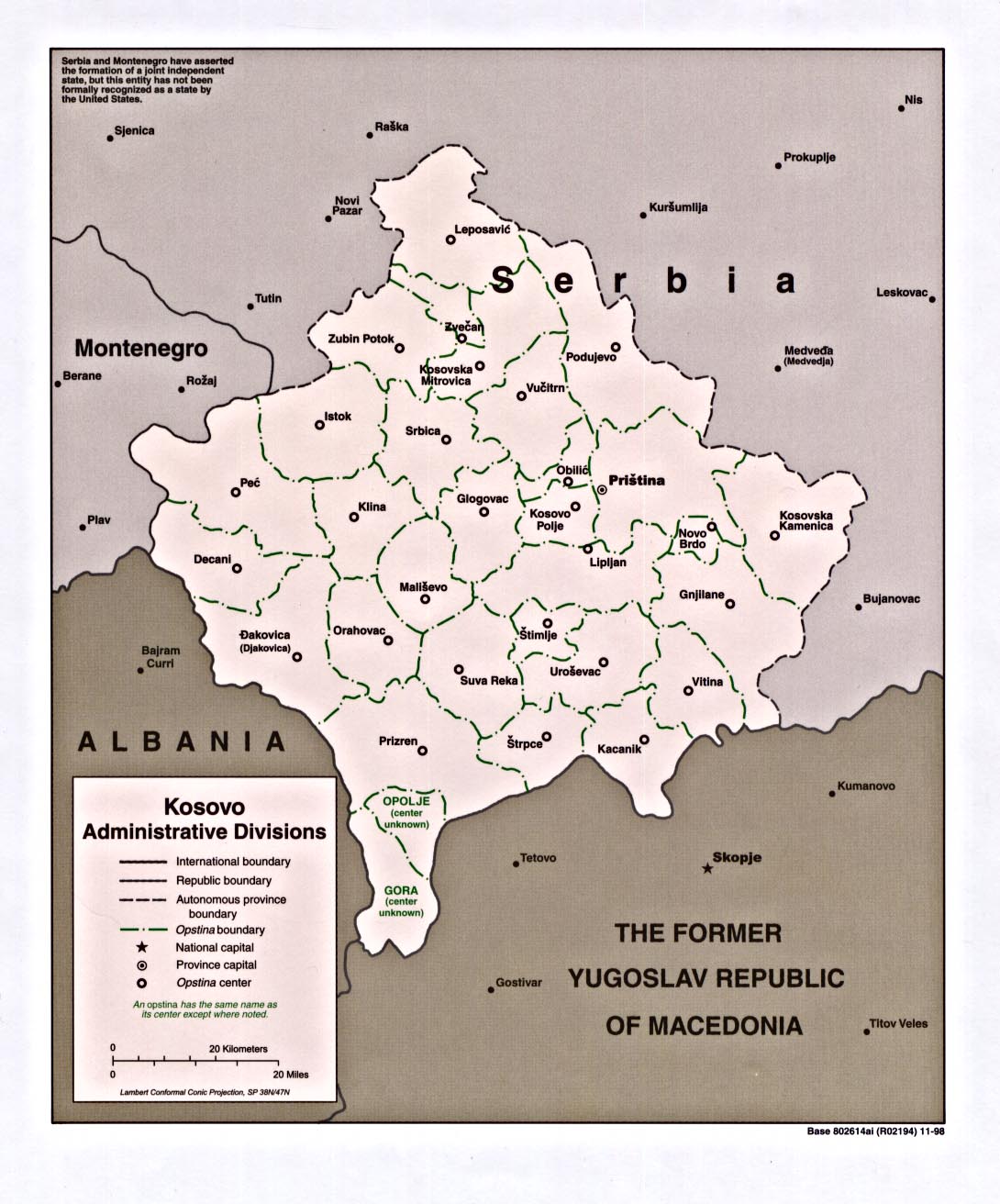Kosovo Map Yugoslavia