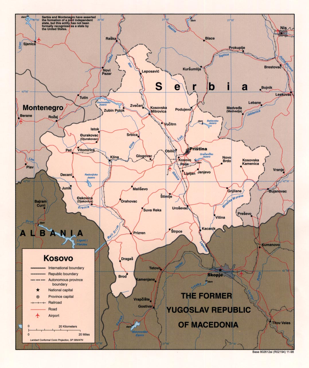 Kosovo Map Yugoslavia